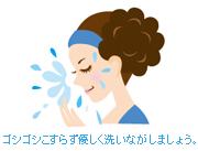 洗い流しは、フェイスラインの際までしっかり