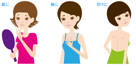 顔に 胸に 背中に